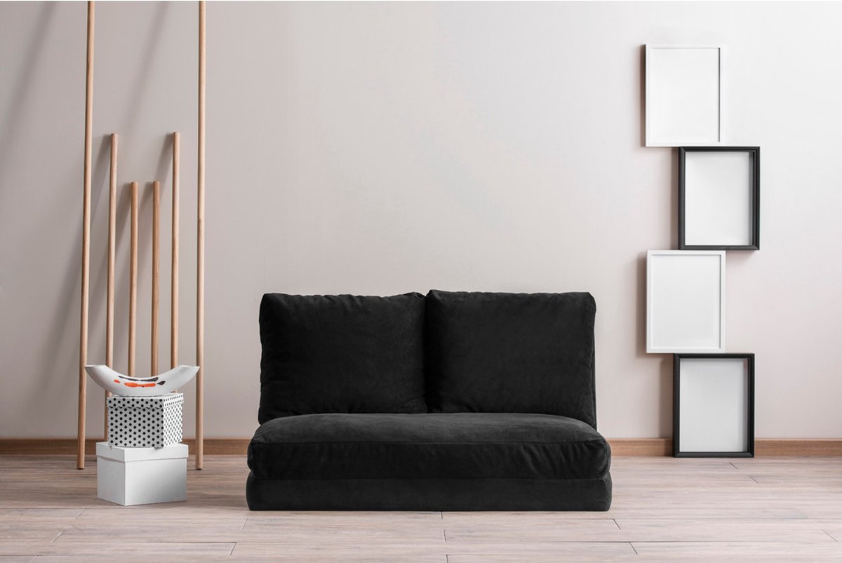 Scye Decor Slaapbank voor 2 Personen - Stijlvol Zwart - Ruimtebesparend 120x62x68cm