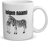 Akyol - 2 zebra's met eigen naam koffiemok - theemok - Zebra - dieren liefhebber - mok met eigen naam - iemand die houdt van zebra's - verjaardag - cadeau - kado - geschenk - 350 ML inhoud