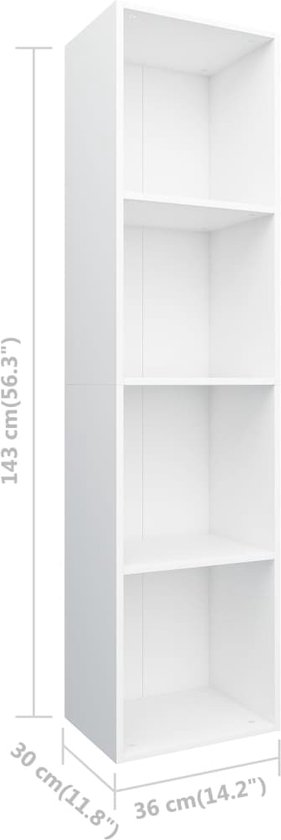 vidaXL-Boekenkast/tv-meubel-36x30x143-cm-bewerkt-hout-grijs