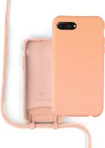 Silicone case met koord voor geschikt voor Apple iPhone 7 Plus / 8 Plus - telefoonhoesje met telefoonkoord - backcover - oranje