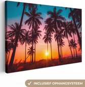 OneMillionCanvasses - Canvas - Schilderij - Palmboom - Zonsondergang - Horizon - Natuur - Canvas doek - 120x80 cm - Schilderijen op canvas - Muurdecoratie