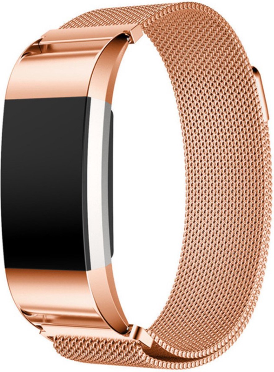 Geschikt voor Fitbit Charge 2 Milanese band - rosé goud - Large
