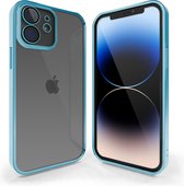 Coverzs telefoonhoesje geschikt voor Apple iPhone 12 hoesje clear soft case camera cover - transparant hoesje met gekleurde rand - blauw