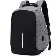 Schoolrugzak - Rugzak - Nylon - Anti diefstal - Mode rugzak - Met USB-poort - Grijs met Zwart