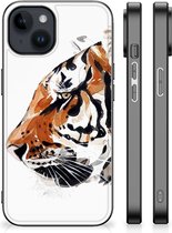 Telefoonhoesje Geschikt voor iPhone 15 Plus Silicone Case met Zwarte rand Tiger