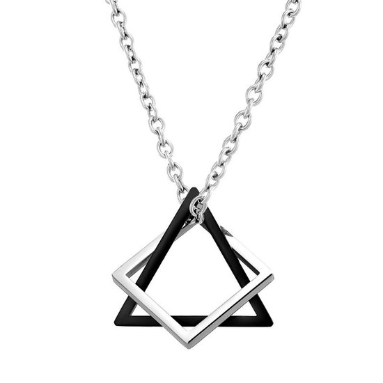 Donley - Triangle/carré imbriqué - Collier punk - Collier Rock - collier imbriqué - Gothique - non binaire - vintage triangle.square - hiphop - punk - Colliers pendentifs imbriqués punk - Argent/Noir