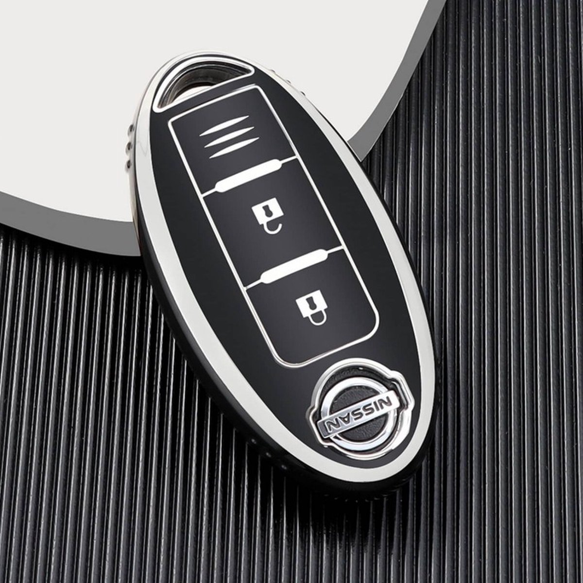 Autosleutel hoesje - TPU Sleutelhoesje - Sleutelcover - Autosleutelhoes - Geschikt voor Nissan - zwart- A3C - Auto Sleutel Accessoires gadgets - Kado Cadeau man - vrouw