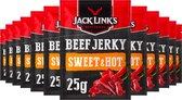Jack Link's Beef Jerky Sweet & Hot - 12 stuks - 25 gram - Vleesconserven - Snacks - Fitness - Voordeelverpakking