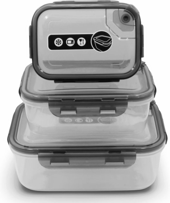 QILZO Set van 12 voedselcontainers van kunststof, 1 l, ronde