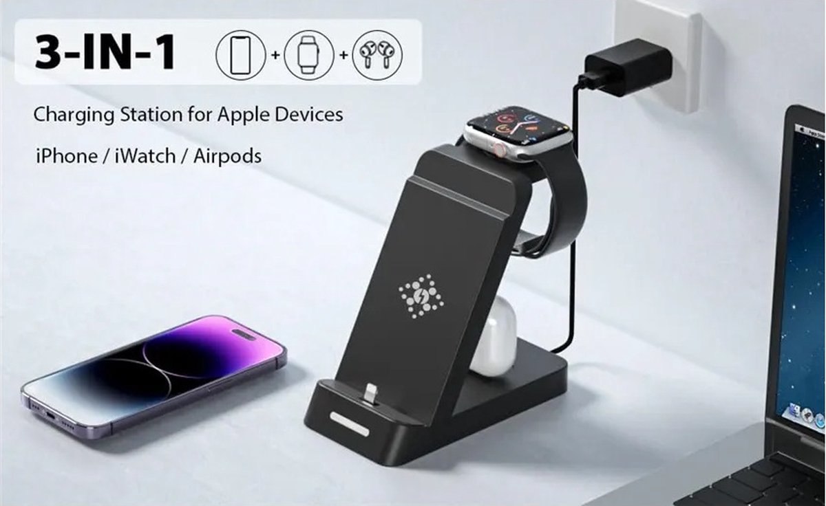 30W 3 In 1 Draadloze Oplader Standaard geschikt voor Samsung S22 S21 Galaxy Watch 6. bol