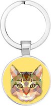 Akyol - Porte-clés abstrait chat - chats - amoureux des chats - amoureux des animaux - amour - cadeau d'anniversaire - cadeau - cadeau - cadeau - 2,5 x 2,5 CM