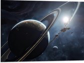 Dibond - Ruimte - Planeet - Sterren - 80x60 cm Foto op Aluminium (Met Ophangsysteem)