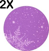 BWK Stevige Ronde Placemat - Paarse Winter Achtergrond - Kerst Sfeer - Set van 2 Placemats - 40x40 cm - 1 mm dik Polystyreen - Afneembaar