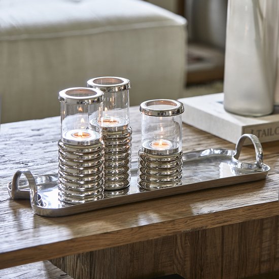 Riviera Maison Dienblad, Rechthoek, Serveerblad - RM Mayra Tray 60x20 - zilver - Aluminium