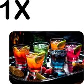 BWK Stevige Placemat - Gekleurde Cocktails op een Dienblad - Set van 1 Placemats - 40x30 cm - 1 mm dik Polystyreen - Afneembaar
