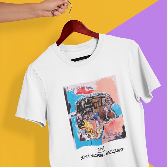T-shirt sans titre Jean Michel Basquiat Inspired Logo T-shirt Zwart - T-shirt coupe slim à col rond et manches courtes, Taille : XL