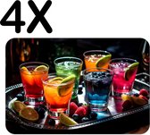 BWK Luxe Placemat - Gekleurde Cocktails op een Dienblad - Set van 4 Placemats - 45x30 cm - 2 mm dik Vinyl - Anti Slip - Afneembaar