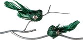 Viv! Christmas Kerstdecoratie - Vogels op clip - set van 2 - groen - 13cm