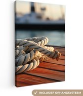 Tableau sur toile 120x180 cm - Décoration murale Corde - Bateau - Maritime - Bois - Port - Décoration murale salon - Décoration chambre - Accessoires chambre - Peintures