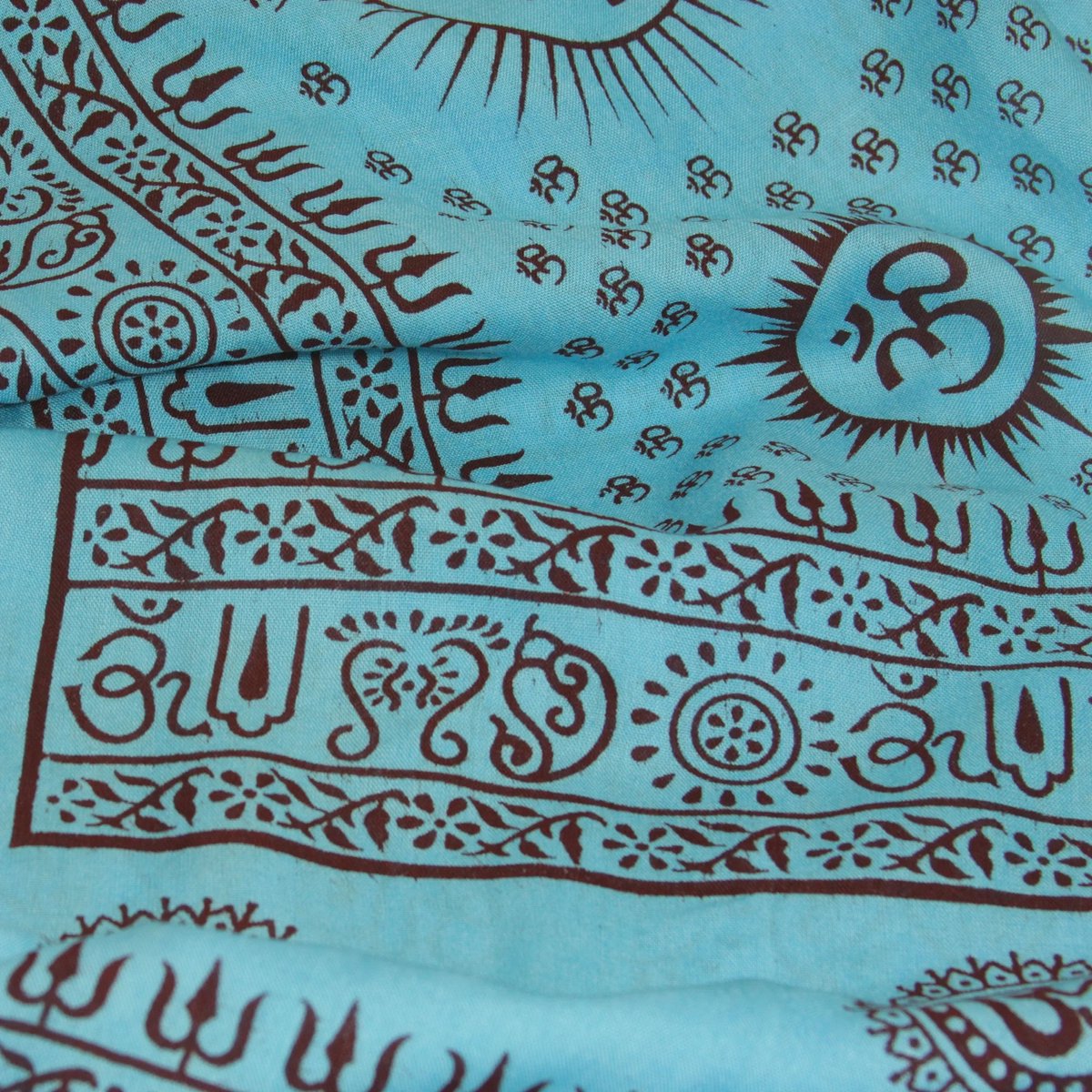 Meditatie omslagdoek met mantra Om, prabhuji gifts, XL, 220 x 106 cm, turquoise