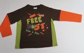 T shirt met mouwen - Jongens - Free - Bruin, groen , oranje - 4 jaar 104