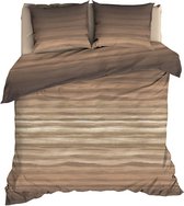 Luxe katoen/satijn dekbedovertrek Rens bruin - 200x200/220 (tweepersoons) - stijlvolle dessin - subtiel glanzend en heerlijk zacht - premium kwaliteit