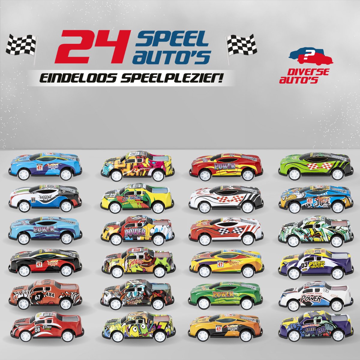 Vertrex Speelgoed Auto Set - 24 stuks - Autos voor Jongens - Speelgoedauto - Pull Back Wheels Autootjes - Auto's - Speelgoedautootjes — afbeelding 4