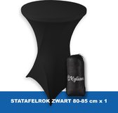 Statafelrok Zwart – ∅ 80-85 x 110 cm - Statafelhoes met Opbergtas - Luxe Extra Dikke Stretch Sta Tafelrok voor Statafel – Kras- en Kreukvrije Hoes