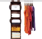 Hangrek hangorganizer van stof, opvouwbare hangopslag met 5 brede waaiers, kledingkast organizer, kast organizer, hangende stoffen kast, stabiel - bruin