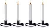 Kandelaar puntige kaarsen kandelaar kandelaar metalen zwart set van 4 vintage ronde kaarsen standaard tafeldecoratie voor stompkaars woonkamer slaapkamer tafelblad Kerstmis, zwart