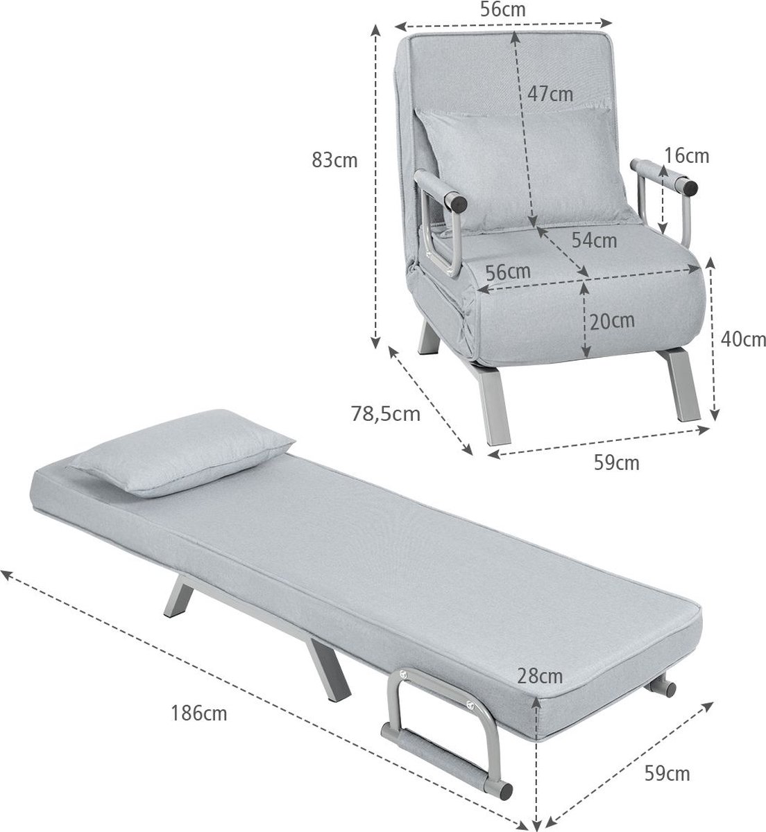 MeMoreCool Extendable Sofa Bed Kids Lounge Chair