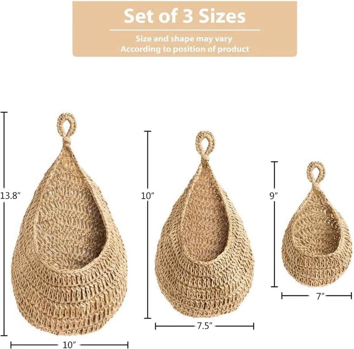 Folkulture macramé hangmand voor keuken en boho-wandmanden, 46 inch lang