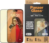 PanzerGlass - Screenprotector geschikt voor Apple iPhone 15 Pro Glazen | PanzerGlass Ultra-Wide Fit Screenprotector Anti-Glare - Case Friendly + Installatie Frame