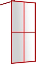 vidaXL-Inloopdouchewand-transparant-100x195-cm-ESG-glas-rood