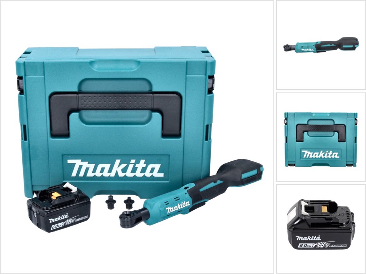 Makita DWR 180 G1J accu-ratelsleutel 18 V 47,5 Nm 1/4" 3/8" + 1x accu 6,0 Ah + Makpac - zonder oplader