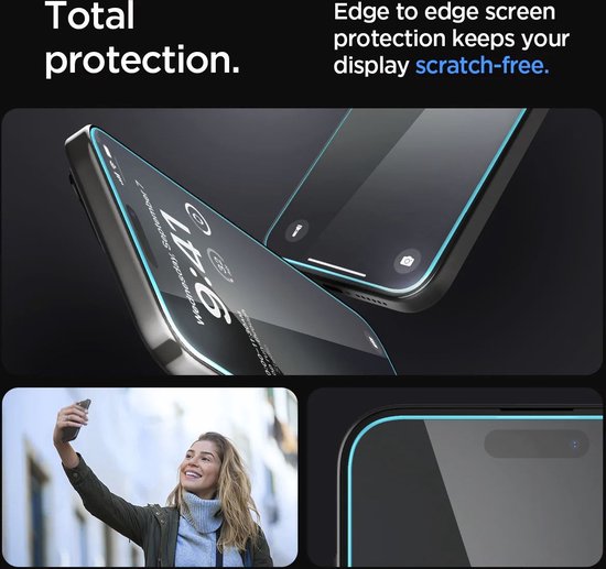 Spigen EZ Fit Screen protector geschikt voor iPhone 15 Pro Max met installatie tools - 2 Stuks