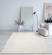Mia's Carpets Taos, afwasbaar tapijt crème, 60 x 110 cm, zacht woonkamertapijt met antislip onderkant
