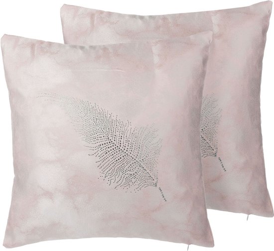 SILENE - Sierkussen set van 2 - Roze - 45 x 45 cm - Polyester