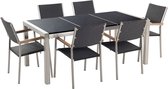 GROSSETO - Tuinset voor 6 stoelen - Zwart - Graniet