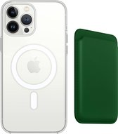Apple Clear MagSafe Case met magnetic Wallet Card Holder voor iPhone 12 Pro - iPhone beschermhoes case inclusief Magsafe Leren kaart houder wallet - Compatibel met iPhone 12 Pro - Groen