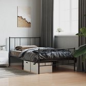 The Living Store Bedframe The Living Store Klassieke zwarte metalen bedframe - 196 x 80 x 90 cm - Robuuste constructie