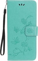 Shop4 - Geschikt voor Samsung Galaxy S20 Ultra Hoesje - Wallet Case Bloemen Vlinder Groen
