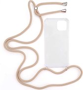 Shop4 - Geschikt voor iPhone 14 Hoesje - Zachte Back Case TPU Siliconen met Koord Beige