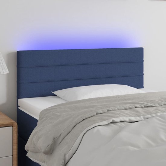 The Living Store Hoofdeind LED-blauw - 100 x 5 x 78/88 cm - USB-aansluiting