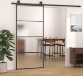 The Living Store Schuifdeur Aluminium - 90 x 205 cm - Mat ESG-glas