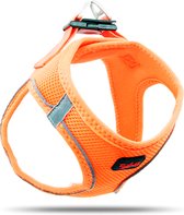 Tailpetz - Air-Mesh Harness - Hondenharnas - Hondentuig - Hondentuigje Kleine Hond - Y Tuig Hond - Harnas Hond - Anti Trek Tuig Hond - Reflecterend - Maat L - Neon Orange