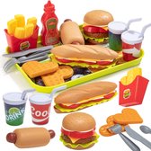 Speelgoedeten - Fastfood - Met Dienblad - Pedagogisch Speelgoed - Fantasiespel - Hamburger - Pizza - Leuk Cadeau