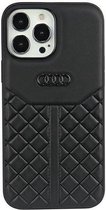 Audi Genuine Leather Back Case - Geschikt voor Apple iPhone 12/12 Pro (6.1") - Zwart
