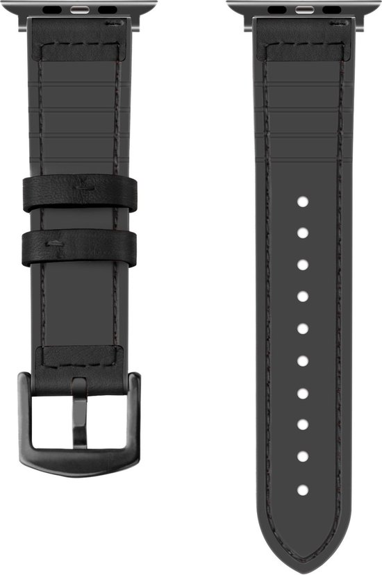 Bracelet adapté pour Convient pour bracelet Apple Watch bracelet à boucle hybride en cuir (noir) - Pour les modèles : 42/ 44/45/49 mm Incl. Chargeur adapté pour Apple Watch 1/2/3/4/5/6/7/8/9/ Ultra - Câble de charge - Câble