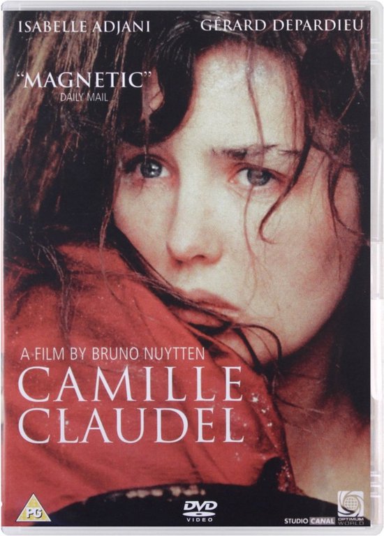 Isabelle Adjani in de film Camille Claudel, met rode stof op haar schouder en de tekst "MAGNETIC" en "A FILM BY BRUNO NUYTTEN".
